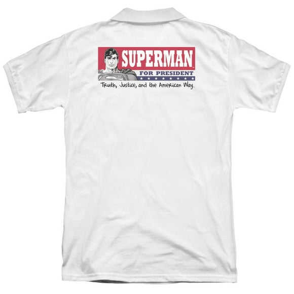 Superman Superman For President (Back Print) Mens Polo Shirt White MD