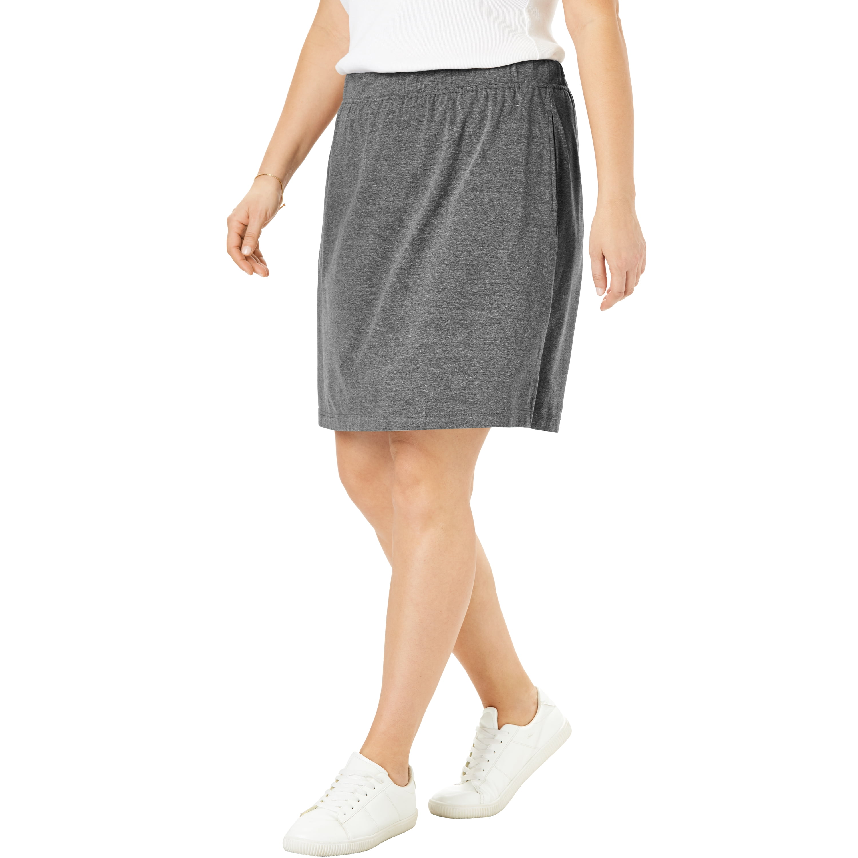 Woman Within Women's Plus Size Stretch Cotton Skort Skort - Walmart.com