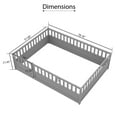 thumbnail image 4 of Floor Bed, Low-Profile Bed Frame, Full Size Bed with Integrated High Safety Barrier and Door, Solid Pine Wood Construction, for Home Use, Grey, 4 of 11