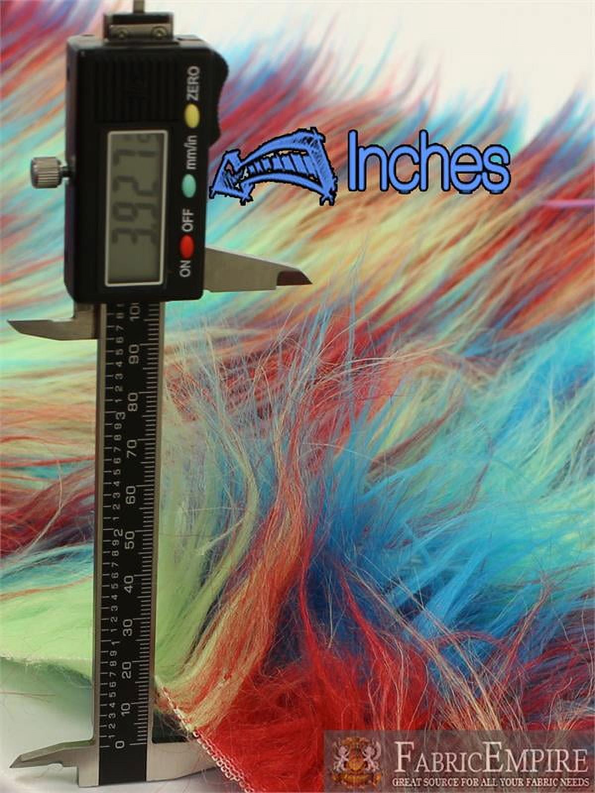Faux Fur Fabric Long Pile 3 TONE RAINBOW RED LIME TURQUOISE/ 60" Wide / Sold by the yard