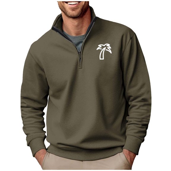 Busydd Men's Sweatshirt Casual Stand Collar Long Sleeve Shirts for Men Fashion Zipper Graphc Fall Sweatshirs for Men Comfy Breathable Pullover Tops M