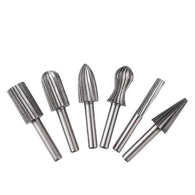 6 Pack 6mm Double Cut Tungsten Rotary Burrs Tungsten Shank Filing/engraving/grinding Bits For Rotary Tools