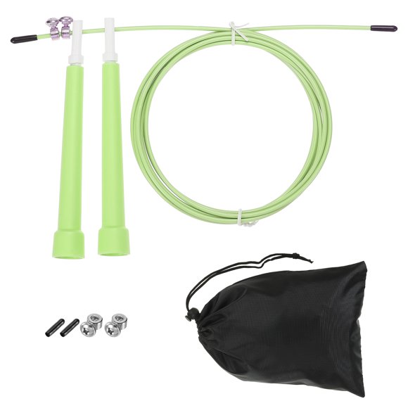 Unique Bargains Speed Jump Rope Adjustable Speed Skipping Rope with Storage Bag and Spare Parts Light Green