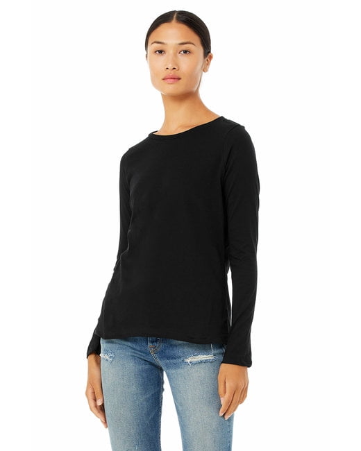 BELLA+CANVAS - Ladies' Relaxed Jersey Long-Sleeve T-Shirt - BLACK - M ...