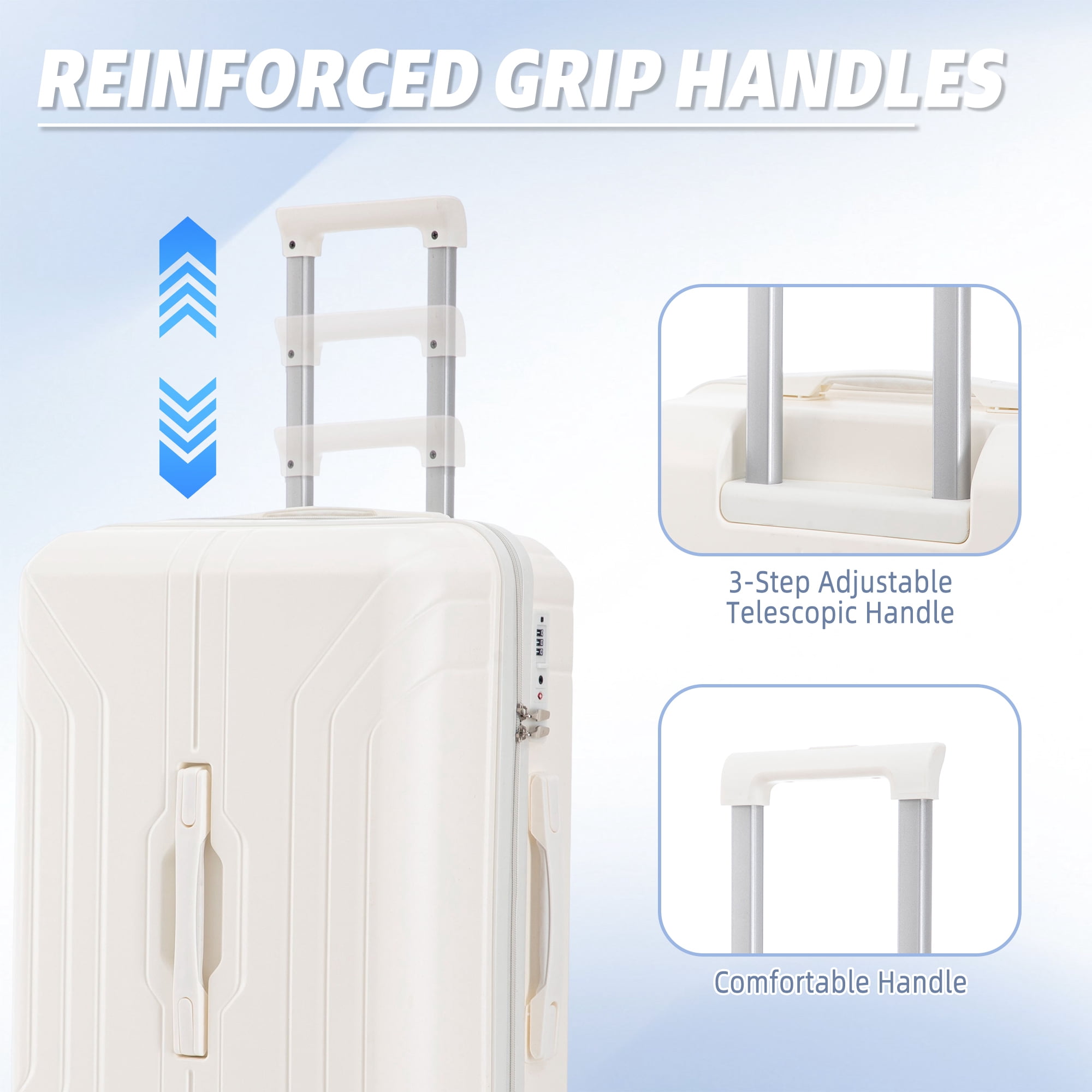 ABS Spinner Wheel Luggage, Carry on Suitcase with TSA Combination Lock