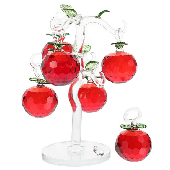 Worgeous Artificial Crystal Apples Tree Figurine Desktop Apples Tree Sculpture Table Centerpiece