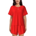 thumbnail image 1 of Balery Red Conjunto de Pijama para Mujer con Estampado, Dos Piezas de Manga Corta y Shorts, Ropa de Dormir Suave con Cuello Redondo y Bolsillos-Large, 1 of 6