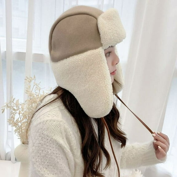 SikaFu Russian Hat Women Windproof Snow Ski Earflap Cap Thick Warm Winter Hat Lady Berber Fleece Russian Trapper Cap Bomber Hat