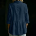 thumbnail image 4 of Lenpel 3/4 Length Sleeve Womens Tops Cotton Linen Trendy Button Collared Peplum Blouses Lightweight Solid Color Shirts, 4 of 5