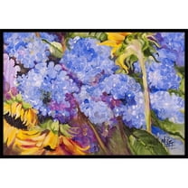 Carolines Treasures  Hydrangeas And Sunflowers Indoor & Outdoor Mat, 18 x 27 in.