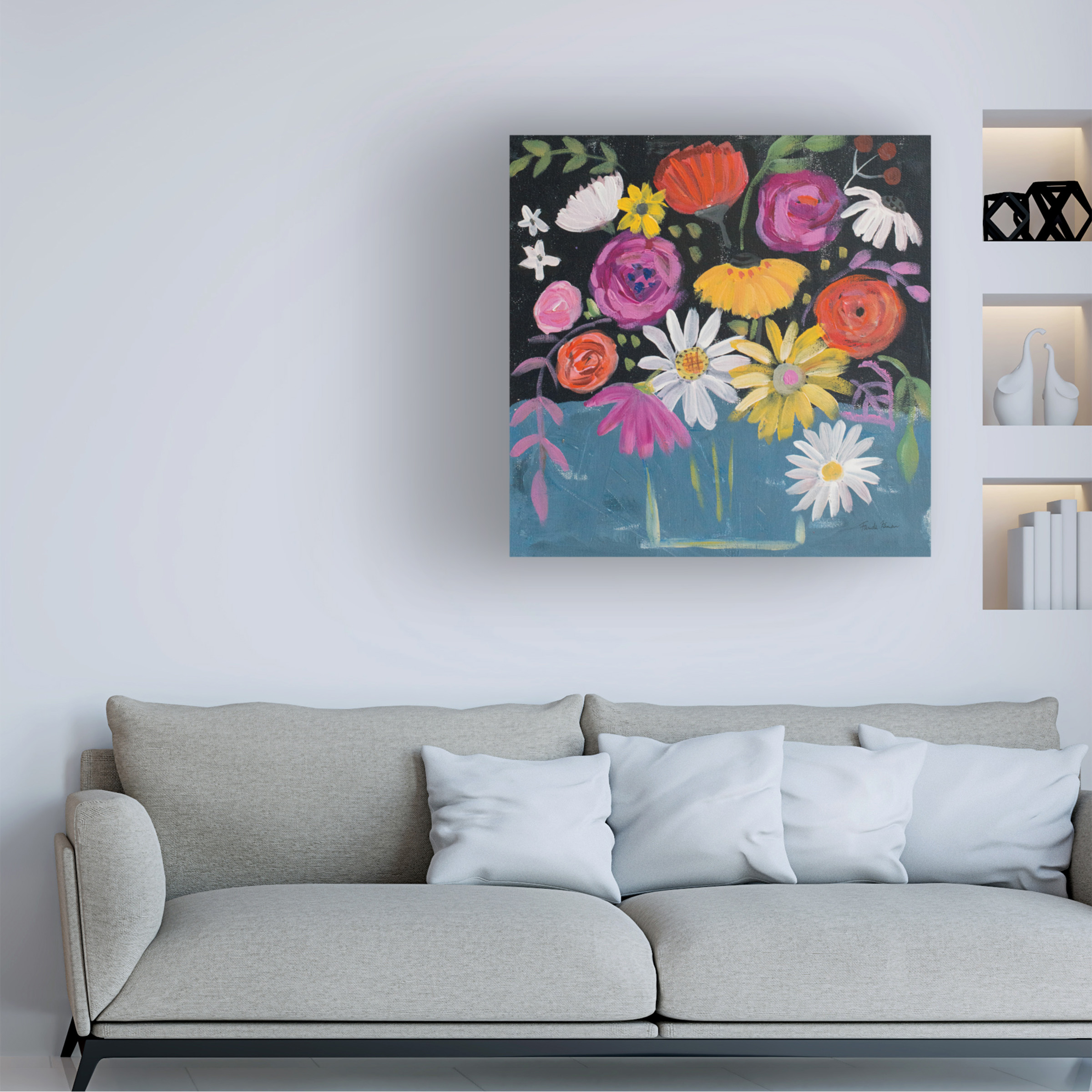 Trademark Fine Art 'Folk Floral II Colorful' Canvas Art by Farida Zaman