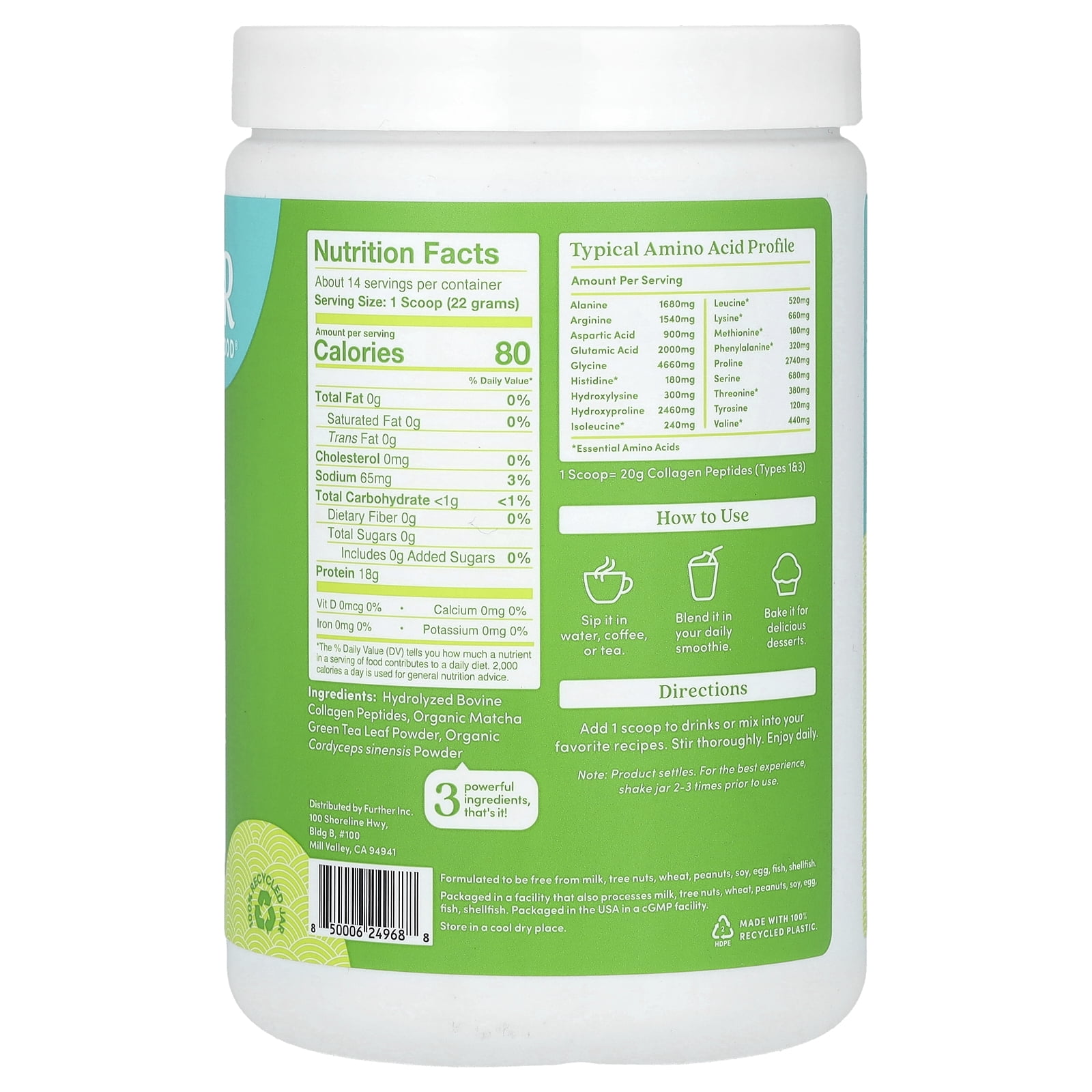 Further Food Matcha Collagen Peptides Powder