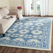SAFAVIEH Bella Aliya Geometric Bordered Wool Area Rug, Blue/Ivory, 5' x 5' Square