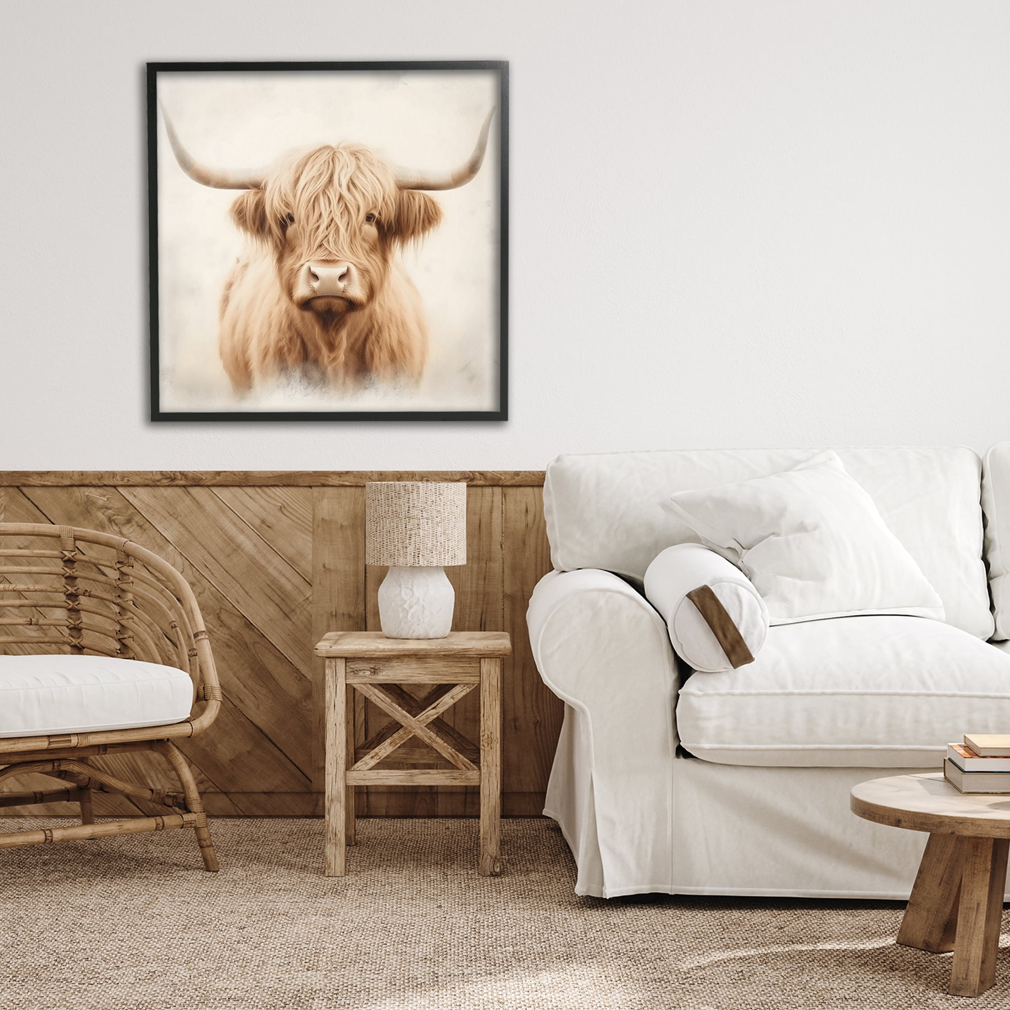 Stupell Industries Dreamy Fluffy Highland Portrait Black Framed Giclee Art, design by Creative Studio