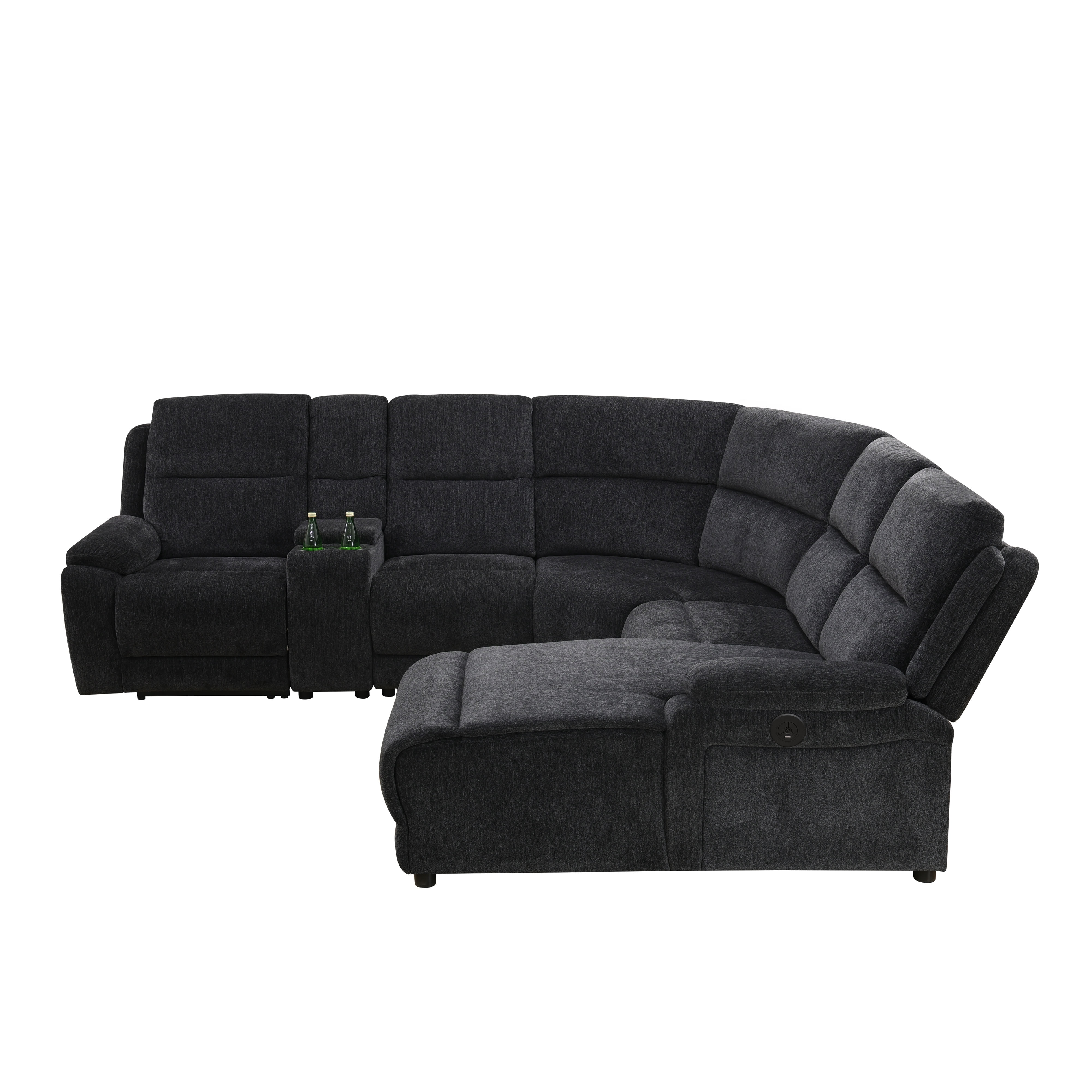 MAYEERTY Power Reclining Modular L-Shaped Sectional Sofa with USB & Storage, Plush Fabric for Living Room