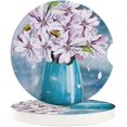 thumbnail image 1 of FMSHPON Oil Painting Blue Vase and White Magnolia Flowers Set of 6 Car Coaster for Drinks, Absorbent Ceramic Stone Coasters Cup Mat with Cork Base for Home Kitchen Room Coffee Table Bar Decor, 1 of 5