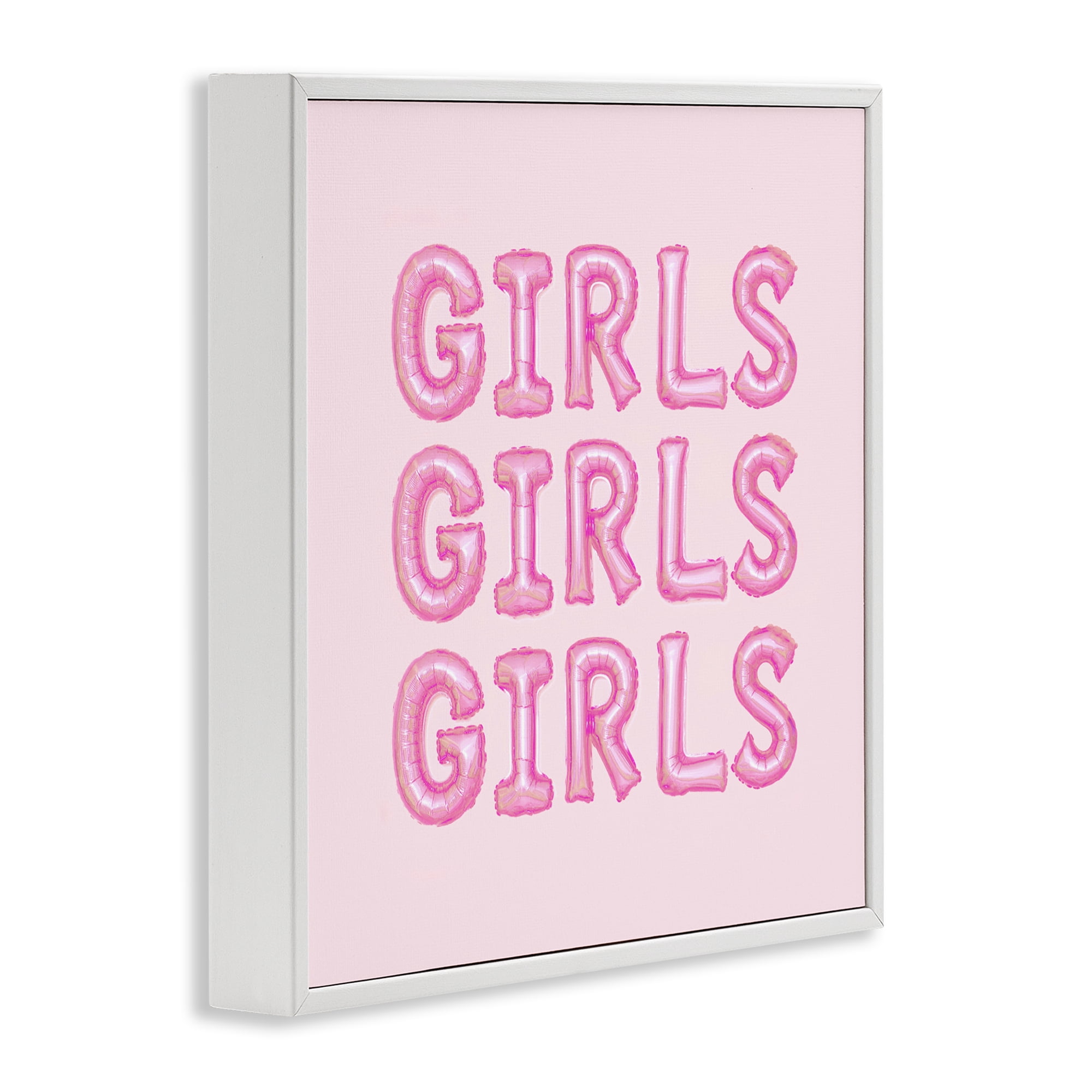 Stupell Industries Girls Letters Party Balloons White Framed Giclee Art, design by LISH Creative