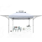 COOSHADE 10x17 Instant Canopy Tent 3-Tier Pop Up Canopy with Ventilation and Adjustable Dual Half Awnings(White)