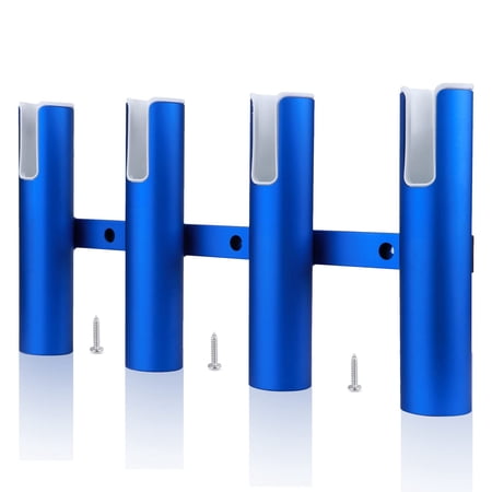 Large Blue 4 Tubes Fishing Rod Rack Wall Mount