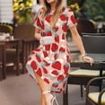 thumbnail image 3 of Naloa Red Strawberry Print Womens Summer A-Line Dress with Pockets,Short Sleeve Dresses,Flowy Beach Swing Dress for Vacation Travel, 3 of 6