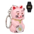 thumbnail image 1 of Accesorio para bolso y llavero rosa con amuleto de gato de la suerte con luz LED activada por voz, 1 of 7