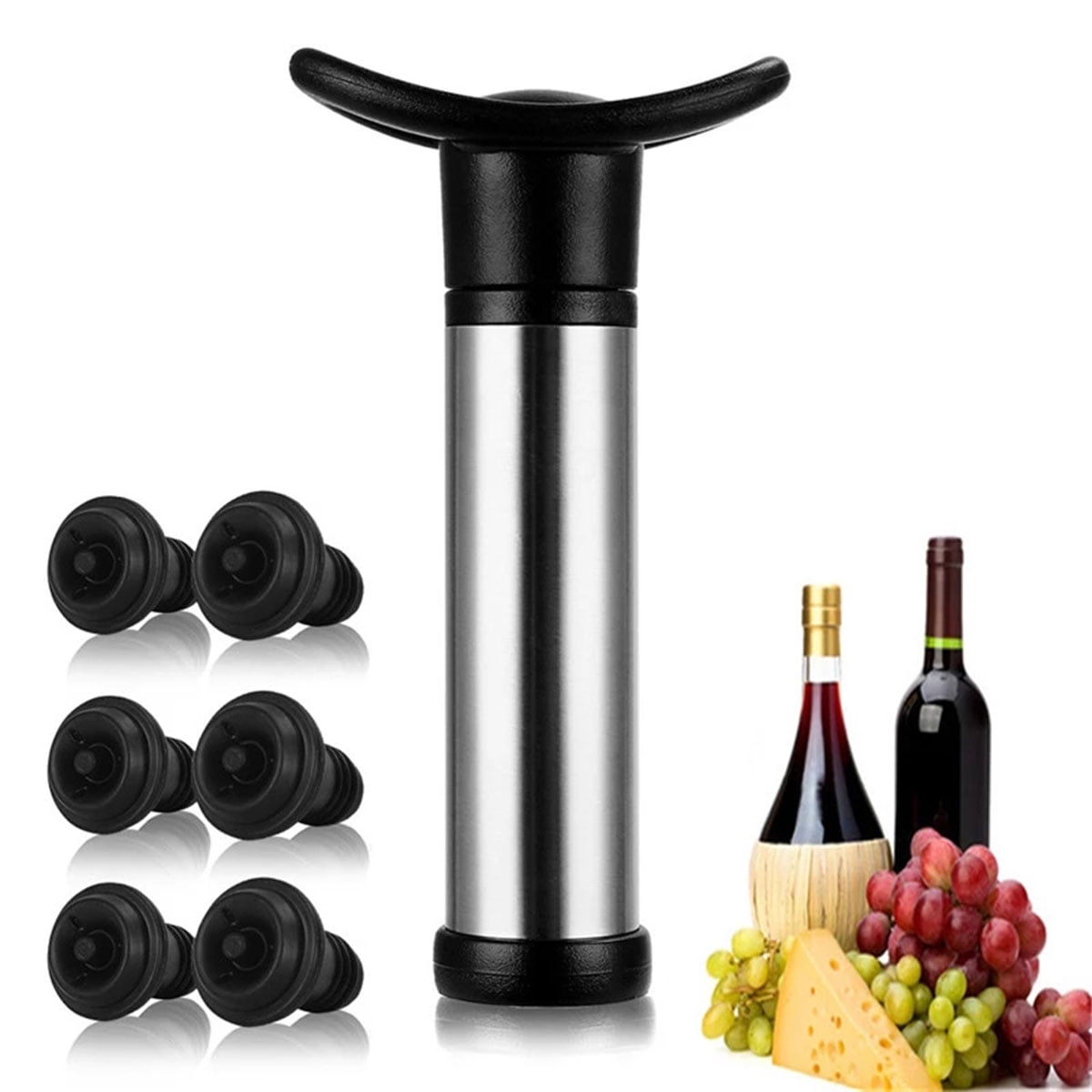 Wine Saver Vacuum Pump with 6 Wine Bottle Stoppers,Keep Wine or Beverage Fresh 