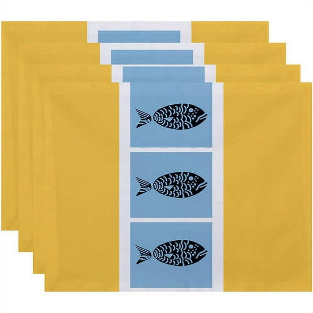Simply Daisy 18" x 14" Fish Chips Animal Print Placemat, Set of 4