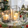 thumbnail image 3 of Nuptio Glass Hurricane Candle Holder for Pillar Candles， Black Lantern Centerpieces for Table Decor Centerpiece ,Set of 3, 3 of 9