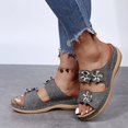 thumbnail image 2 of Slippers for Women,Trendy Slippers For Casual Wear Stylish Open Toe Design With Wedge Heel For Summer Activities Perfectly Paired,Womens Slippers,Grey,9, 2 of 5