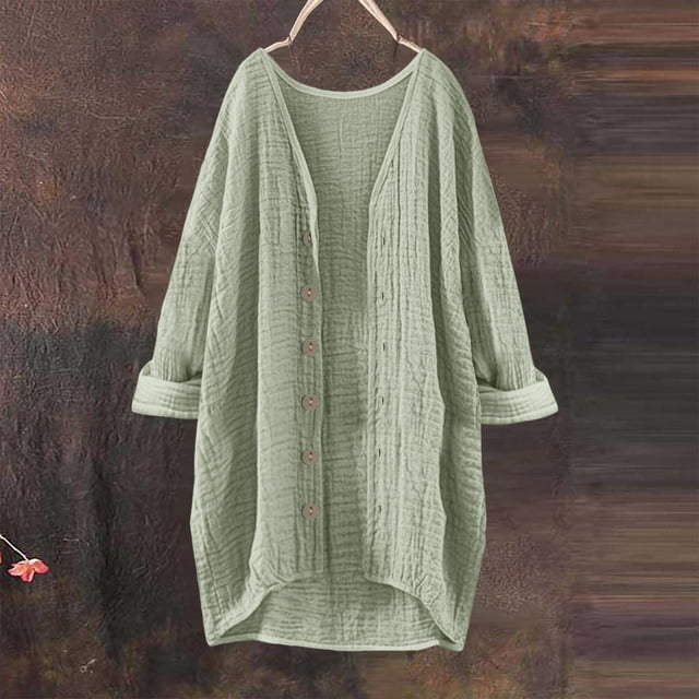 Women's Fashionable And Casual Solid Color V Neck Long Sleeved Button Cardigan