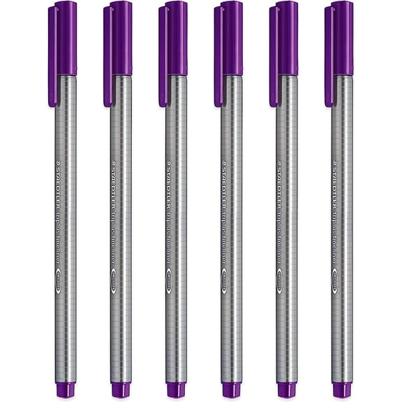 Staedtler 334 Triplus Fineliner Superfine Point Pens - 0.3mm - Violet - Pack of 6
