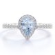 thumbnail image 1 of JeenMata Anillo de Bodas Exclusivo con Halo de Aguamarina en Forma de Lágrima de 1 Quilate en Oro Blanco de 18 K sobre Plata, 1 of 6