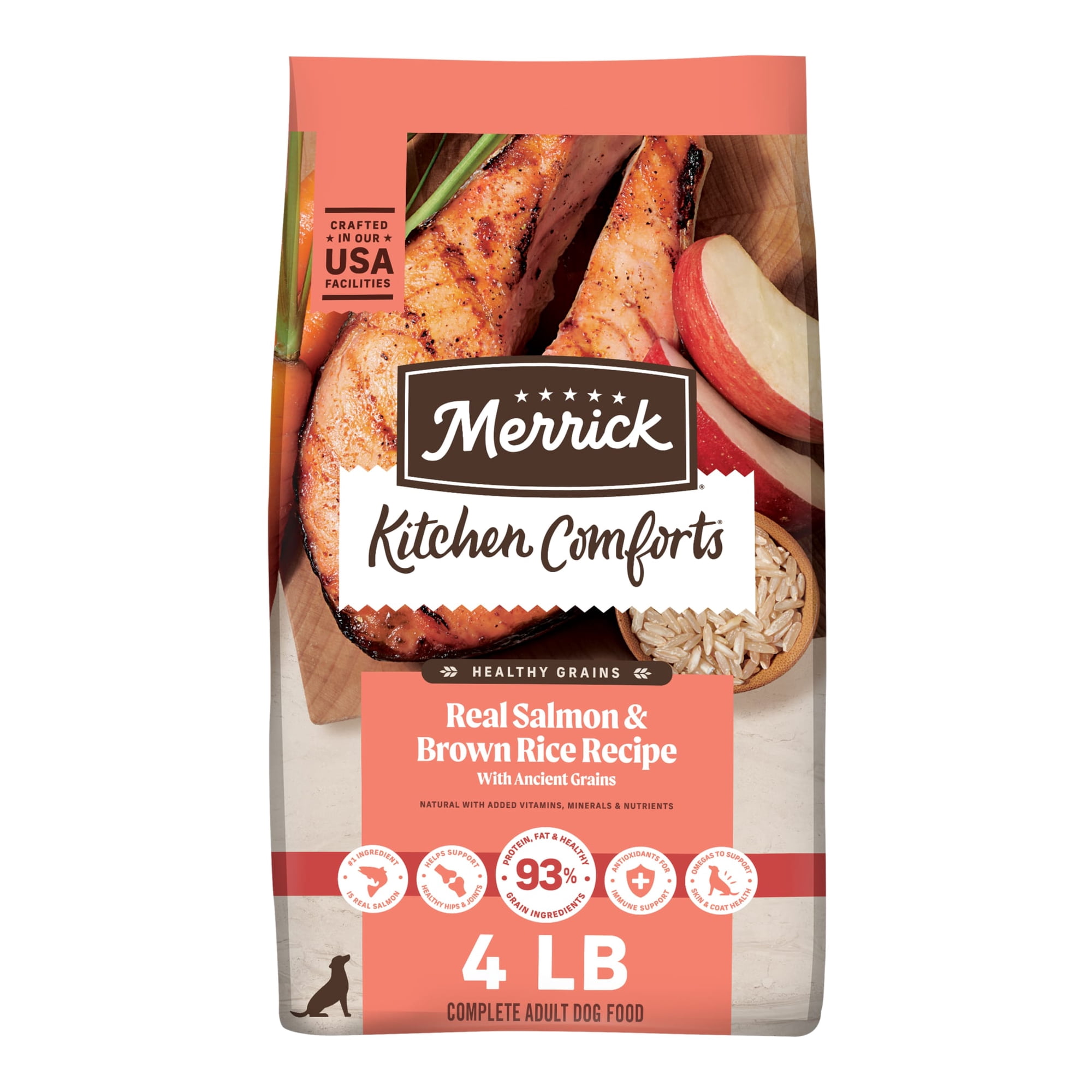 Merrick Kitchen Comforts Real Salmon & Brown Rice Recipe Premium Dry Dog Food, 4 lb Bag