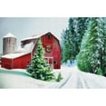 thumbnail image 3 of Dogwood Portfolio 18x13 Black Modern Framed Museum Art Print Titled - Winter Pines Red Barn, 3 of 5