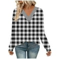 thumbnail image 5 of Womens Tops Long Sleeve Print V-Neck Regular Sleeve Casual Pullover Winter Top,Tops for Women Black M, 5 of 6