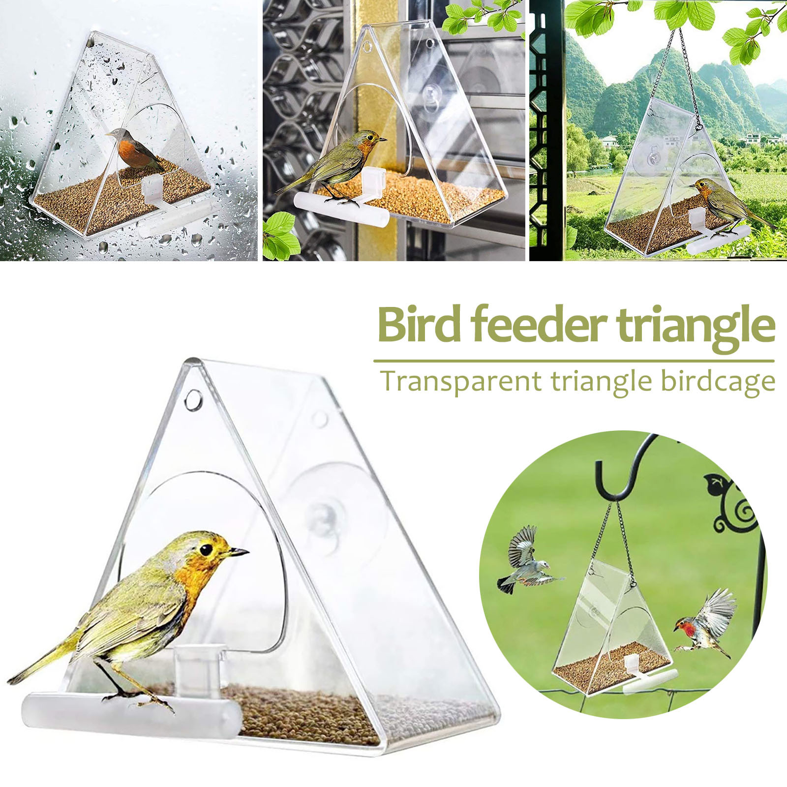 Hummingbird Feeders for Outdoors Glass Mason Jar Corn Feeder Triangular ...