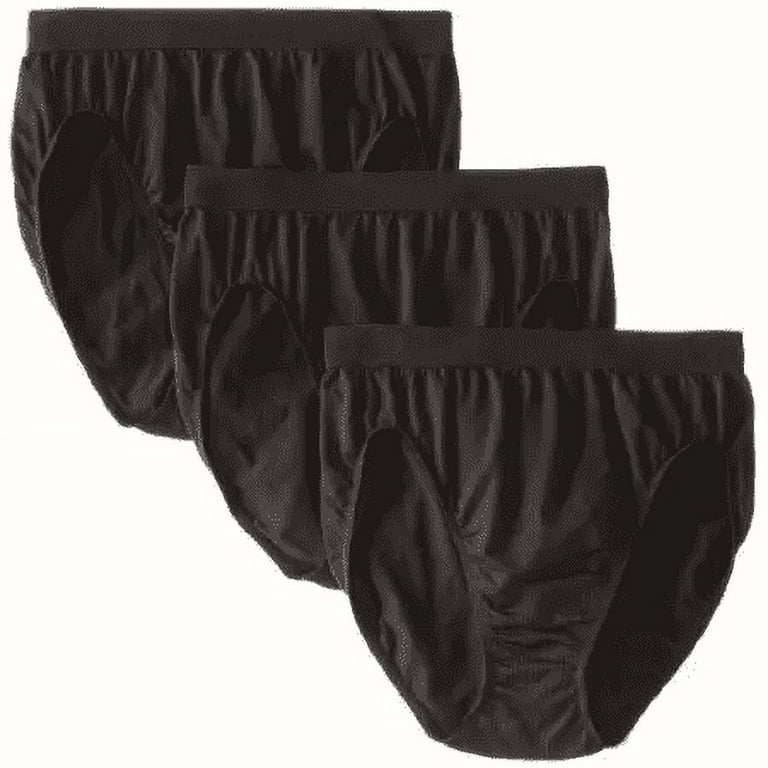 Bali Comfort Revolution Microfiber Hi-Cut Panty, 3-Pack Black/Black/Black  8/9 Women's