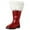 Red, variant on Christmas Santa Claus Boots Men's Wide Calf Santa Combat Boots with White Plush Foot Bells Buckle Strap for Halloween Christmas