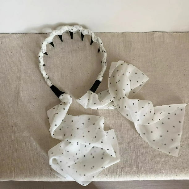 Diadema de cinta de gasa, pinza para el cabello alta, ideal para primavera y verano. Adorno para cabello rizado, ideal para mostrar el rostro. Diadema pequeña con ondas y cinta en forma de onda.