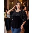 thumbnail image 4 of LapaPlus Women Plus Size Tops Elegant Sequins Shirt Lace Half Sleeve Cocktail Evening Blouse XL-6XL, 4 of 10