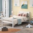 thumbnail image 2 of Twin Size Wood Platform Bed with Headboard and Wooden Slat Support, 2 of 7