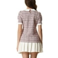 thumbnail image 3 of INSPIRE CHIC Tweed Top for Women's Button Decor Peter Pan Collar Blouse XL Pink Grey, 3 of 6