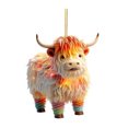 thumbnail image 1 of Christmas Cow Ornament Xmas Tree Cartoon Highland Cow Hanging Decorations 2D Flat Acrylic Pendant for Car Rearview Mirror Tree Decor, 1 of 8