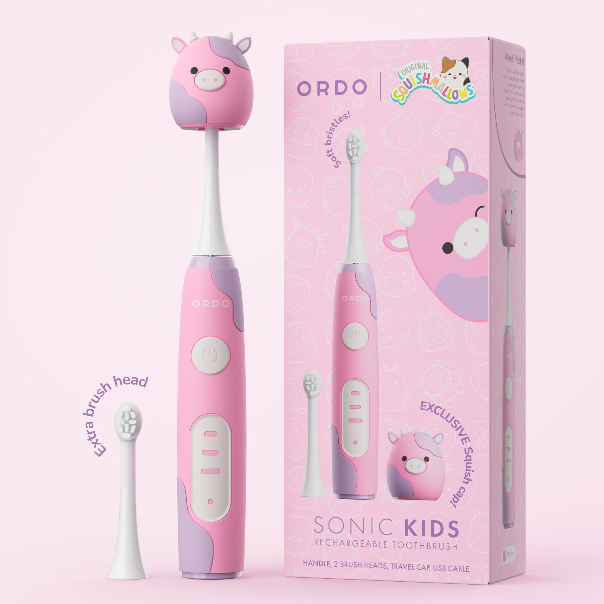 Ordo Sonic Kids Rechargeable Toothbrush with Squishmallows Travel