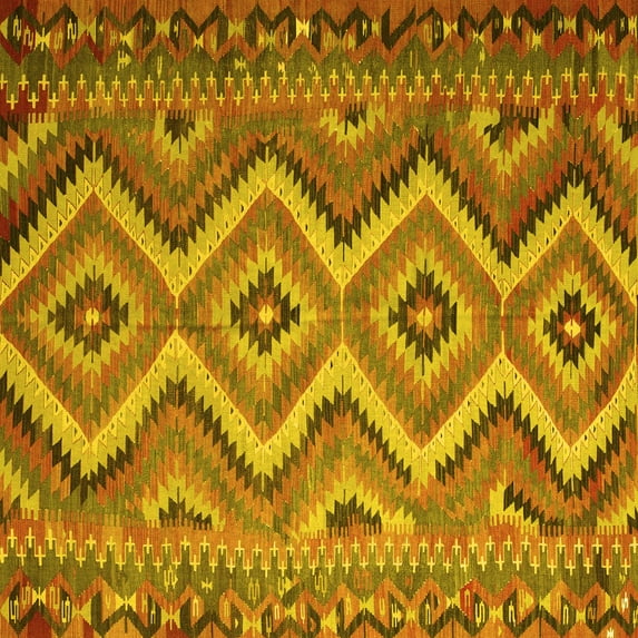 Ahgly Company Indoor Square Southwestern Yellow Country Area Rugs, 5' Square