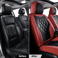 thumbnail image 7 of FLORICH Universal Car Seat Covers Front Pair, Waterproof Faux Leather Seat Protectors, Automotive Interior Cushions Fit for Most Cars SUV Trucks, Red & Black, 7 of 7