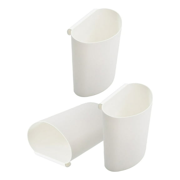 ELAYARD 3Pcs Hanging Storage Baskets White Plastic Buckets for Rolling Cart Accessories and Home Organization