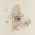 thumbnail image 5 of Bainana Boys Summer Short Sleeve Bodysuit Fire Truck Print Crew Neck With Hat Romper Breathable Casual Baby Daily Wear Jumpsuit Khaki Size 6-12 Months, 5 of 5