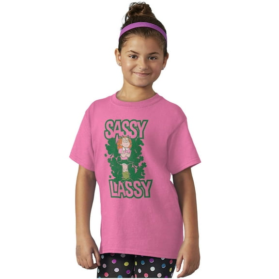 Retro Cartoon St Paddys Sassy Lassy Girls Kids T Shirt Tees Teen Brisco Brands XS