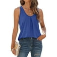 thumbnail image 6 of Baqcunre Tank Tops Women's Fashion Solid Round Neck Swallowtail Sleeveless Top Going Out Tops Plus Size Tops Blue XXL, 6 of 9